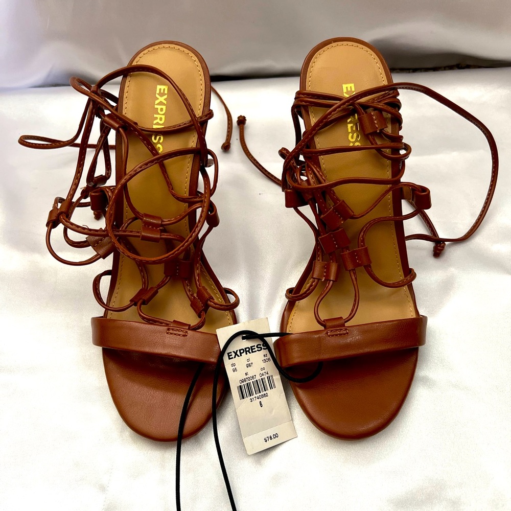 New Express Lace Up Strappy Heels